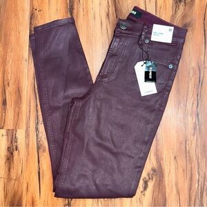 Express Maroon High Rise Ankle Skinny